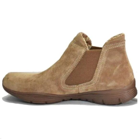 Skechers Seager Chelsea Womens Memory Foam Tan Suede Slip-On Ankle Boots Size 9 - Picture 1 of 10